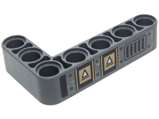 Technic, Liftarm, Modified Bent Thick L-Shape 3 x 5 with White Triangles and Vent Grille Pattern Model Right Side (Sticker) - Set 70227