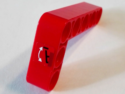 Technic, Liftarm, Modified Bent Thick L-Shape 3 x 5 with Curved White Arrow Pattern Model Left Side (Sticker) - Set 8289