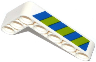 Technic, Liftarm, Modified Bent Thick L-Shape 3 x 5 with Blue and Lime Danger Stripes Pattern Model Right Side (Sticker) - Set 42047