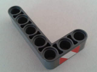 Technic, Liftarm, Modified Bent Thick L-Shape 3 x 5 with Red and White Danger Stripes Pattern Model Left Side (Sticker) - Set 8053