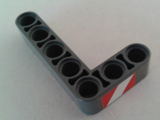 Technic, Liftarm, Modified Bent Thick L-Shape 3 x 5 with Red and White Danger Stripes Pattern Model Right Side (Sticker) - Set 8053