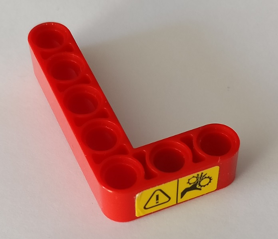 Technic, Liftarm, Modified Bent Thick L-Shape 3 x 5 with Warning Sign on Front Pattern (Sticker) - Set 42082