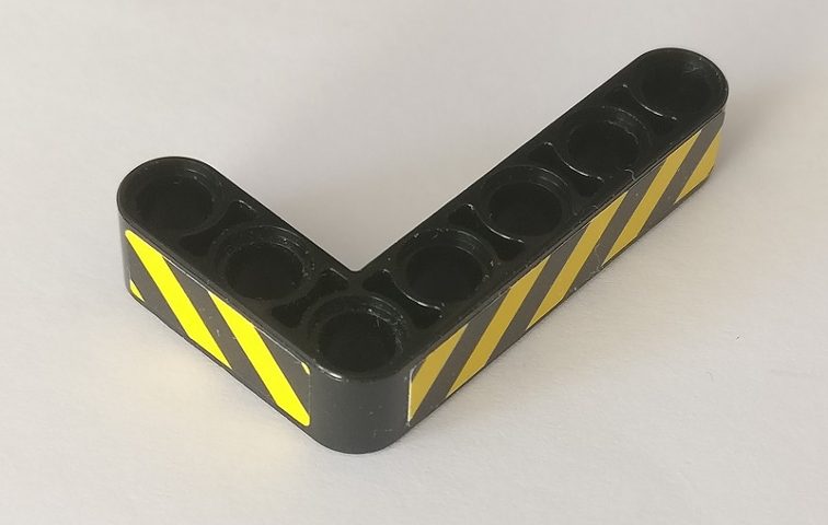Technic, Liftarm, Modified Bent Thick L-Shape 3 x 5 with Black and Yellow Danger Stripes Pattern Model Right Side (Stickers) - Set 42082
