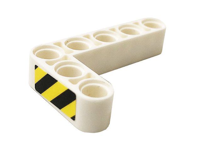 Technic, Liftarm, Modified Bent Thick L-Shape 3 x 5 with Black and Yellow Danger Stripes Pattern (Sticker) - Set 70915