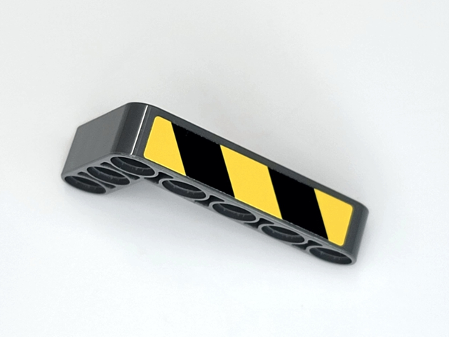 Technic, Liftarm, Modified Bent Thick L-Shape 3 x 5 with Black and Yellow Danger Stripes Pattern Model Left Side (Stickers) - Set 42081