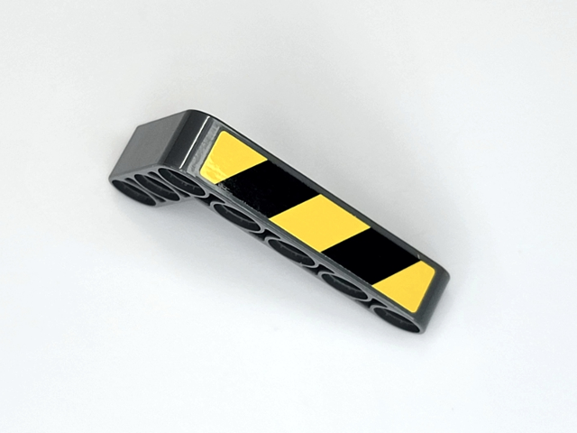 Technic, Liftarm, Modified Bent Thick L-Shape 3 x 5 with Black and Yellow Danger Stripes Pattern Model Right Side (Stickers) - Set 42081