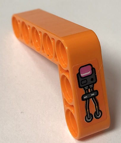 Technic, Liftarm, Modified Bent Thick L-Shape 3 x 5 with Wires and Dark Pink Light Pattern Model Left Side (Sticker) - Set 42140