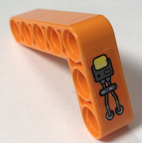 Technic, Liftarm, Modified Bent Thick L-Shape 3 x 5 with Wires and Yellow Light Pattern Model Right Side (Sticker) - Set 42140