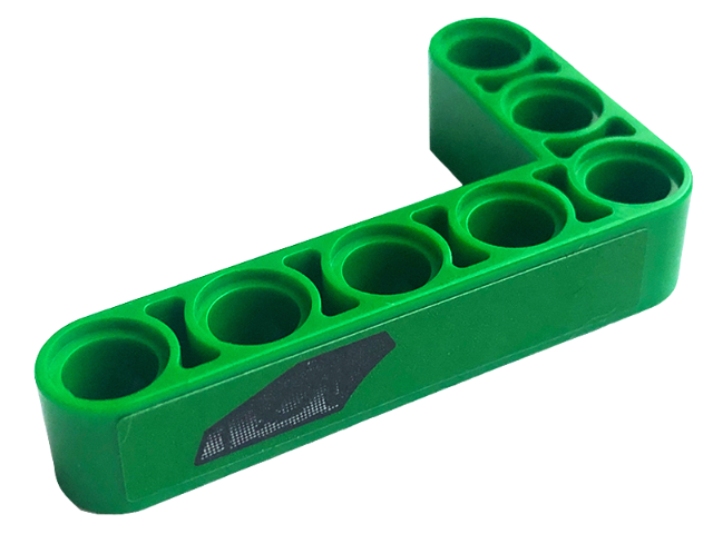 Technic, Liftarm, Modified Bent Thick L-Shape 3 x 5 with Black and Silver Piston Pattern (Sticker) - Set 42136