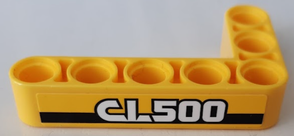 Technic, Liftarm, Modified Bent Thick L-Shape 3 x 5 with 'CL500' on Black Stripe Pattern Model Left Side (Sticker) - Set 42121