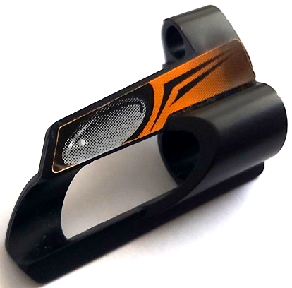 Technic, Panel Fairing # 5 Small Short, Large Hole, Side A with Silver Oval, Orange Area Pattern (Sticker) - Set 8516