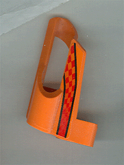 Technic, Panel Fairing # 5 Small Short, Large Hole, Side A with Black Curved Lines, Red Checkered Pattern (Sticker) - Set 8473