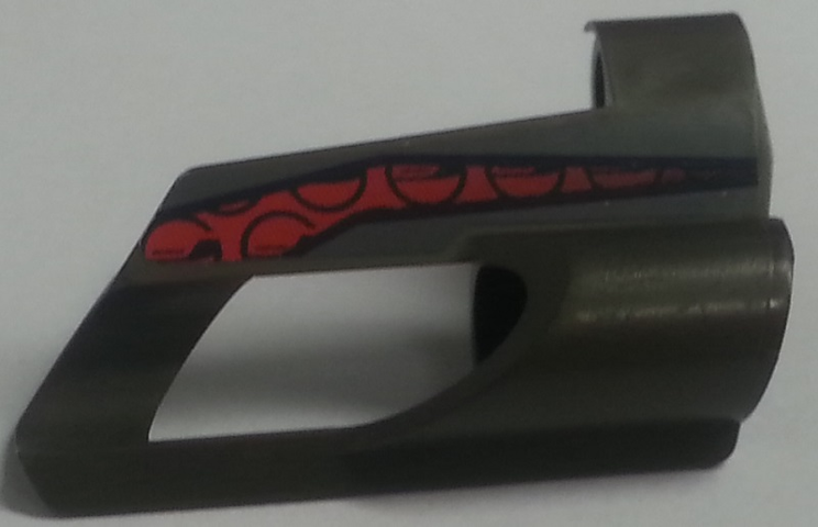 Technic, Panel Fairing # 5 Small Short, Large Hole, Side A with Red and Black Pattern (Sticker) - Set 8354