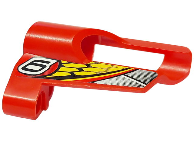 Technic, Panel Fairing # 5 Small Short, Large Hole, Side A with Silver Gradient Stripe, Black Number 6 and Honeycomb on Yellow Background Pattern (Sticker) - Set 8363