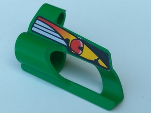 Technic, Panel Fairing # 6 Small Short, Large Hole, Side B with Driver in Red Helmet Pattern (Sticker) - Set 8241