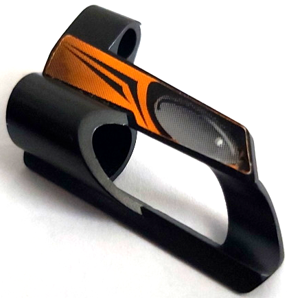 Technic, Panel Fairing # 6 Small Short, Large Hole, Side B with Silver Oval, Orange Area Pattern (Sticker) - Set 8516