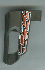 Technic, Panel Fairing # 6 Small Short, Large Hole, Side B with White, Black, and Orange Hexagons Pattern (Sticker) - Set 8471