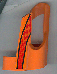 Technic, Panel Fairing # 6 Small Short, Large Hole, Side B with Black Curved Lines, Red Checkered Pattern (Sticker) - Set 8473