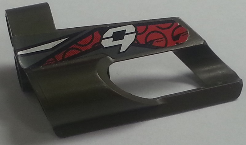 Technic, Panel Fairing # 6 Small Short, Large Hole, Side B with Silver Number 9, Red and Black Pattern (Sticker) - Set 8354