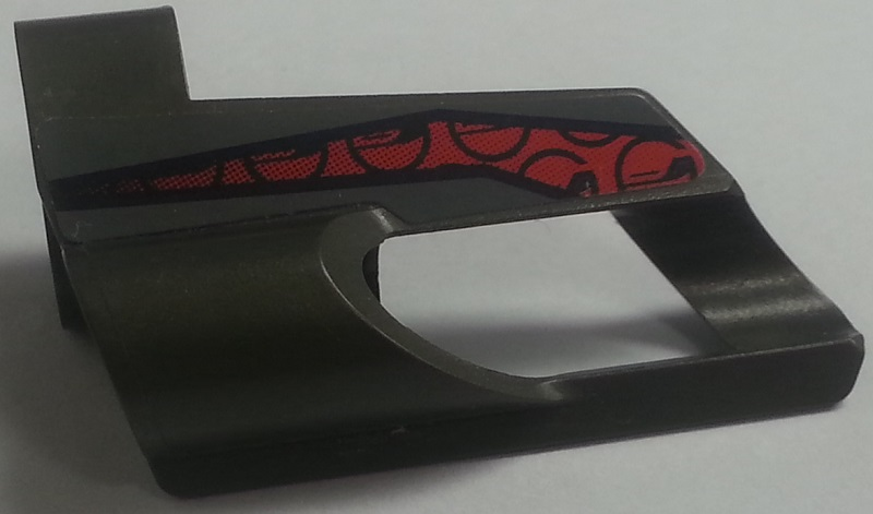 Technic, Panel Fairing # 6 Small Short, Large Hole, Side B with Red and Black Pattern (Sticker) - Set 8354