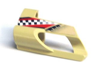 Technic, Panel Fairing # 6 Small Short, Large Hole, Side B with Red Stripes, Black and White Checkered Pattern (Sticker) - Set 8371