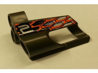 Technic, Panel Fairing # 6 Small Short, Large Hole, Side B with Silver Number 2, Black and Orange Hexagons Pattern (Sticker) - Set 8468