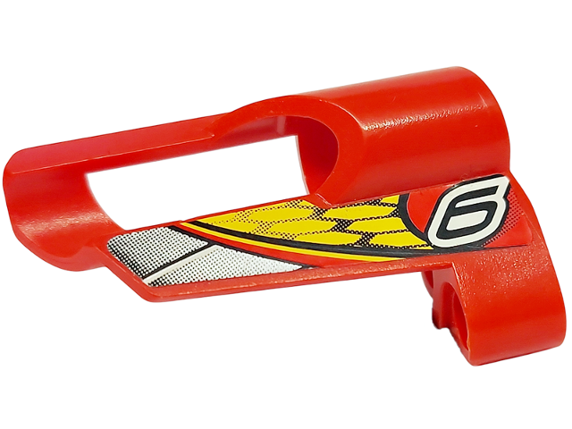 Technic, Panel Fairing # 6 Small Short, Large Hole, Side B with Silver Gradient Stripe, Black Number 6 and Honeycomb on Yellow Background Pattern (Sticker) - Set 8363