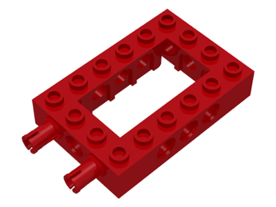 Technic, Brick 4 x 6 Open Center with 2 Fixed Rotatable Friction Pins on End