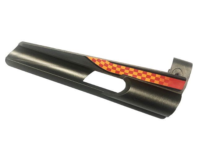 Technic, Panel Fairing # 7 Small Long, Large Hole, Side A with Small Red and Orange Checkered Pattern (Sticker) - Set 8473