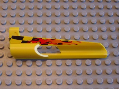 Technic, Panel Fairing # 8 Small Long, Large Hole, Side B with Flame and Black Checkered Pattern (Sticker) - Set 8376