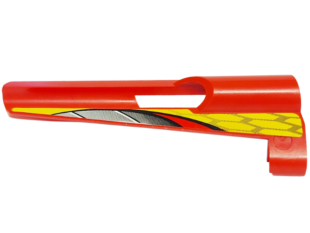 Technic, Panel Fairing # 8 Small Long, Large Hole, Side B with Silver Gradient Stripe and Black Honeycomb on Yellow Background Pattern (Sticker) - Set 8363