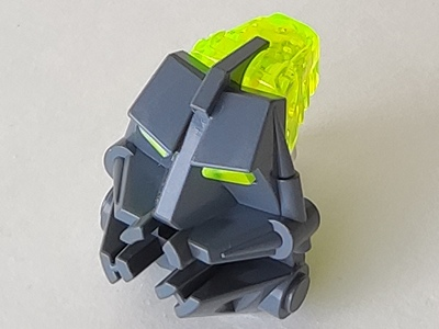 Bionicle Head Connector Block 3 x 4 x 1 2/3 with Trans-Neon Green Eye / Brain Stalk (32553 / 32554)