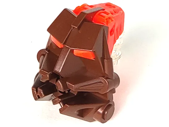 Bionicle Head Connector Block 3 x 4 x 1 2/3 with Trans-Neon Orange Eye / Brain Stalk (32553 / 32554)