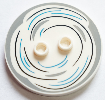 Tile, Round 4 x 4 with 2 Hollow Studs with Black, Light Bluish Gray and Dark Azure Swirl Pattern