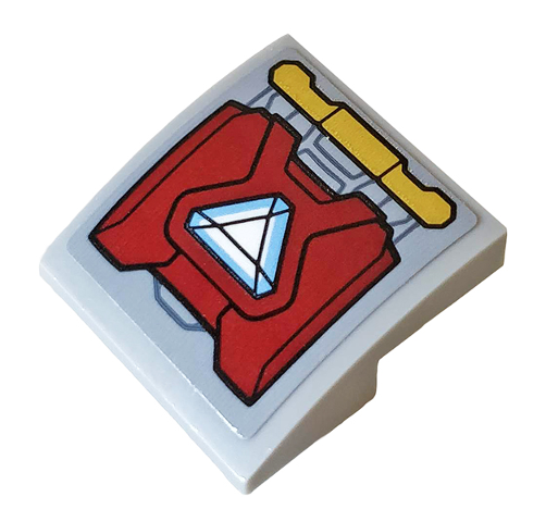 Slope, Curved 2 x 2 x 2/3 Inverted with Triangular Arc Reactor on Dark Red Armor Plate Pattern (Sticker) - Set 76104