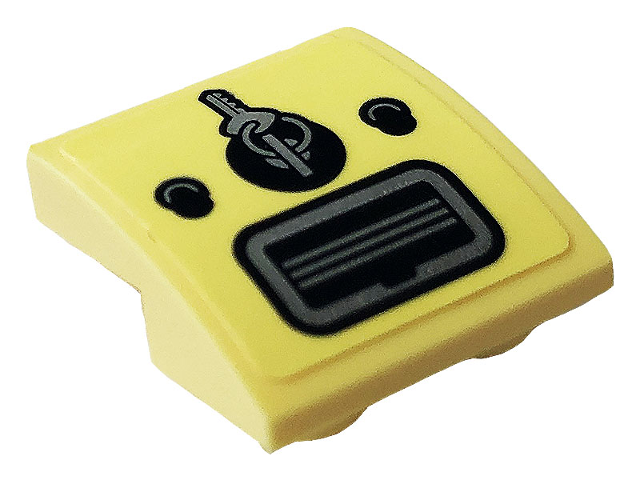 Slope, Curved 2 x 2 x 2/3 Inverted with Two Buttons, Ignition with Key and Air Vent Pattern (Sticker) - Set 10271