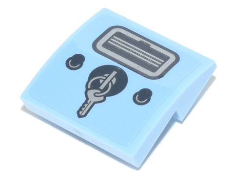 Slope, Curved 2 x 2 x 2/3 Inverted with Two Buttons, Ignition with Key and Air Vent Pattern (Sticker) - Set 77942