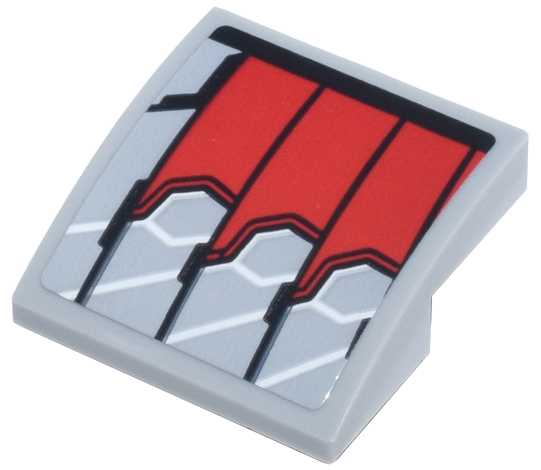 Slope, Curved 2 x 2 x 2/3 Inverted with Black, Red, and Light Bluish Gray Panels (Falcon Armor Wings) Pattern Model Left Side (Sticker) - Set 76269