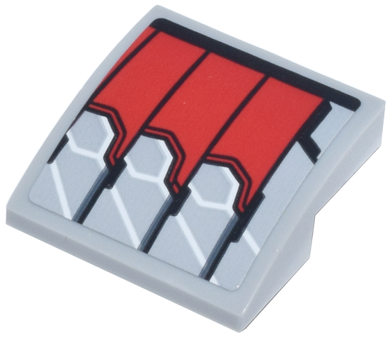 Slope, Curved 2 x 2 x 2/3 Inverted with Black, Red, and Light Bluish Gray Panels (Falcon Armor Wings) Pattern Model Right Side (Sticker) - Set 76269