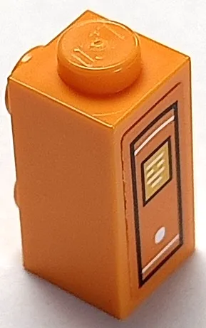 Brick, Modified 1 x 1 x 1 2/3 with Studs on Side with Book Spine with White Circle and Lines, Bright Light Orange Rectangle and Black Outline Pattern (Sticker) - Set 41739