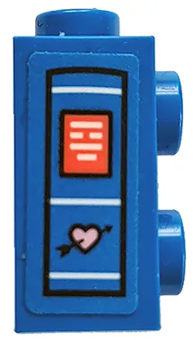 Brick, Modified 1 x 1 x 1 2/3 with Studs on Side with Book Spine with Coral Label, White Lines, Bright Pink Heart and Black Arrow Pattern (Sticker) - Set 41739