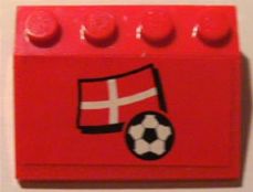 Slope 33 3 x 4 with Flag of Denmark and Soccer Ball on Red Background Pattern (Sticker) - Set 3407