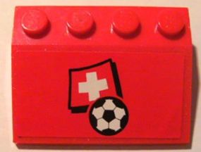 Slope 33 3 x 4 with Flag of Switzerland and Soccer Ball on Red Background Pattern (Sticker) - Set 3407