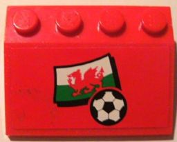 Slope 33 3 x 4 with Flag of Wales and Soccer Ball on Red Background Pattern (Sticker) - Set 3407