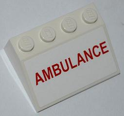Slope 33 3 x 4 with Red 'AMBULANCE' Pattern (Sticker) - Set 4431
