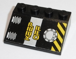 Slope 33 3 x 4 with 'KEEP OFF' and Black and Yellow Danger Stripes Pattern (Sticker) - Set 8633