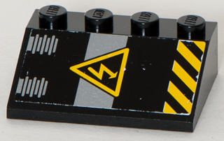 Slope 33 3 x 4 with Electricity Danger Sign and Black and Yellow Danger Stripes Pattern (Sticker) - Set 8633