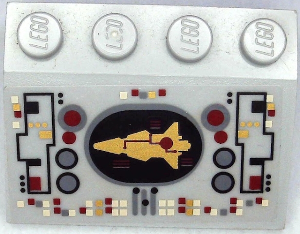 Slope 33 3 x 4 with Control Panel with Gold Spaceship Pattern (Sticker) - Set 8039