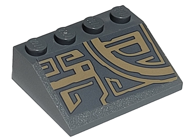 Slope 33 3 x 4 with Dark Tan Quarter Circle Tribal Pattern Model Right Side (Sticker) - Set 75186