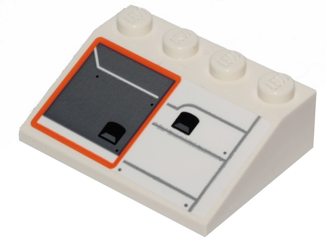 Slope 33 3 x 4 with SW Snowspeeder Hull Plates with Orange Outline Pattern Model Right Side (Sticker) - Set 75259